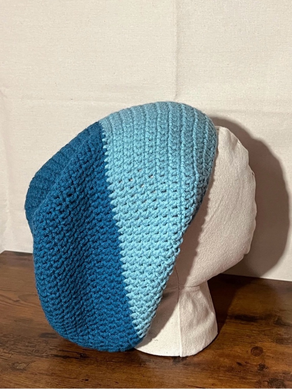 Handmade Crochet Rasta Tam Hat | Slouchy Beanie for Locs | Blue